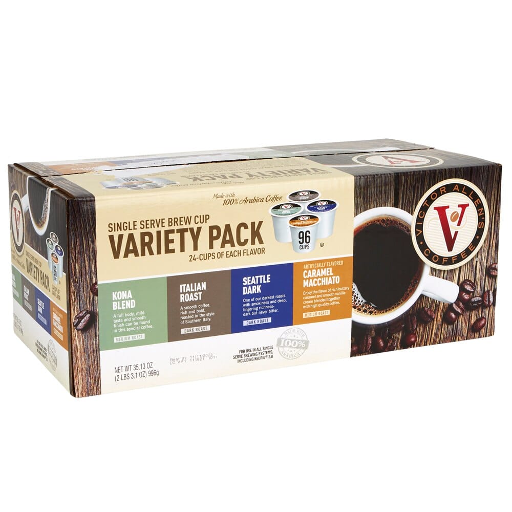 Victor Allen's Variety Pack Dark Roast Coffee Cups, 96 Count