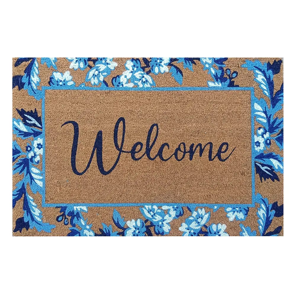 Floral Coir Doormat, 23" x 35"