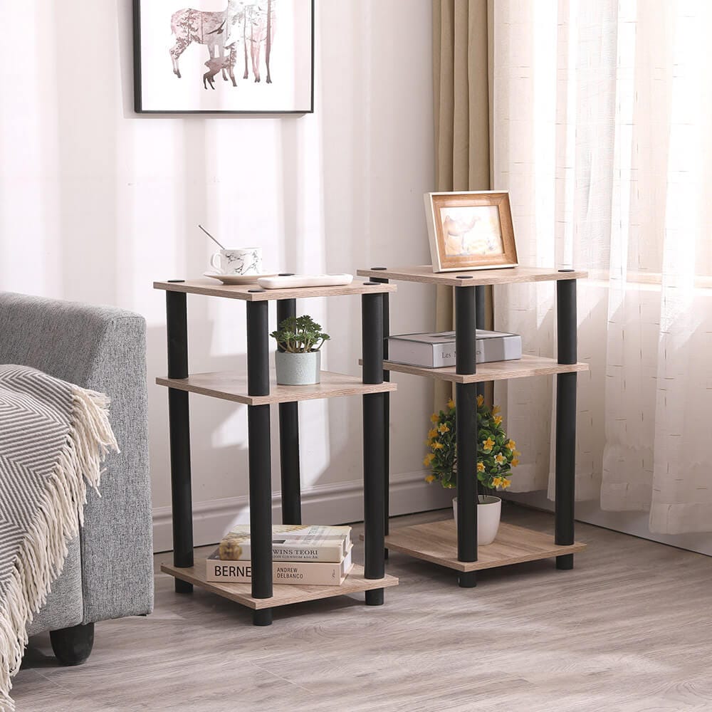 Turn-N-Tube End Table, Set of 2, Oak/Black
