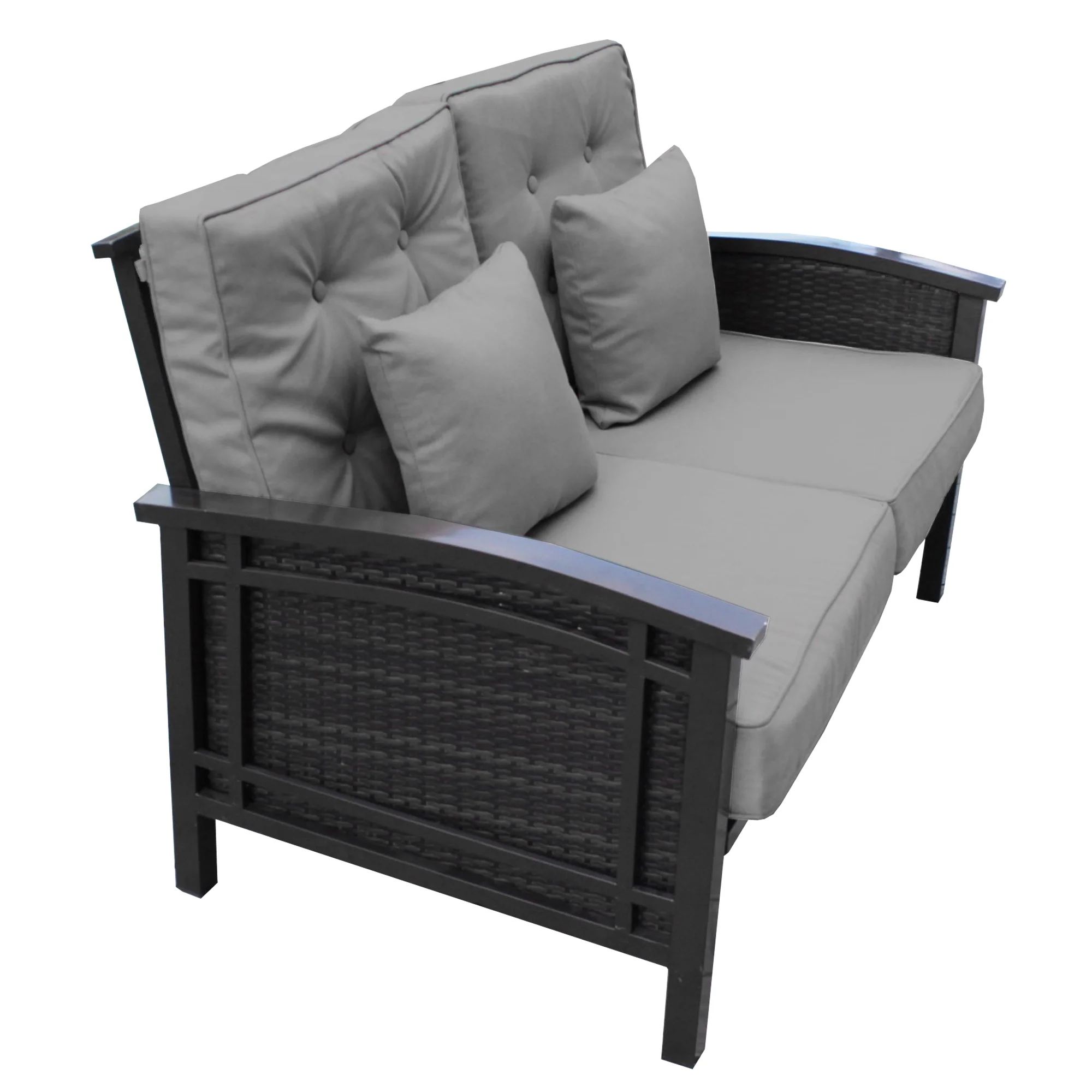 Pebble Lane Living Palmetto Aluminum & Wicker Loveseat, Black