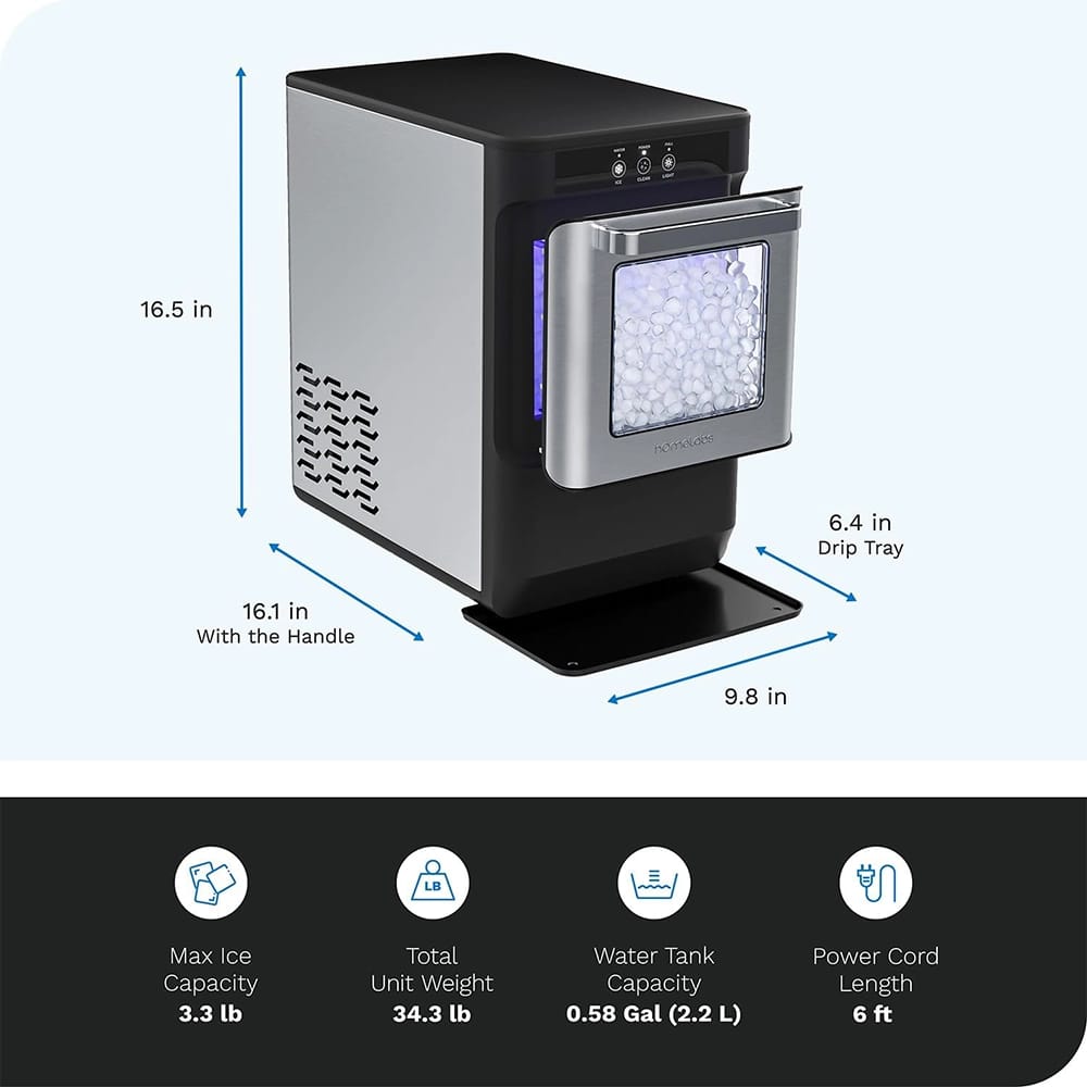 hOmeLabs Countertop Nugget Ice Maker, Gray/Black