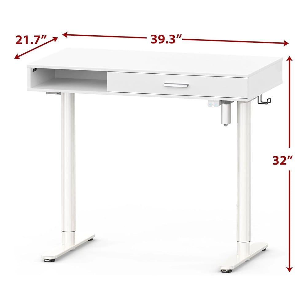 Simple Houseware 40" Height Adjustable Electric Standing Desk with Drawer, White
