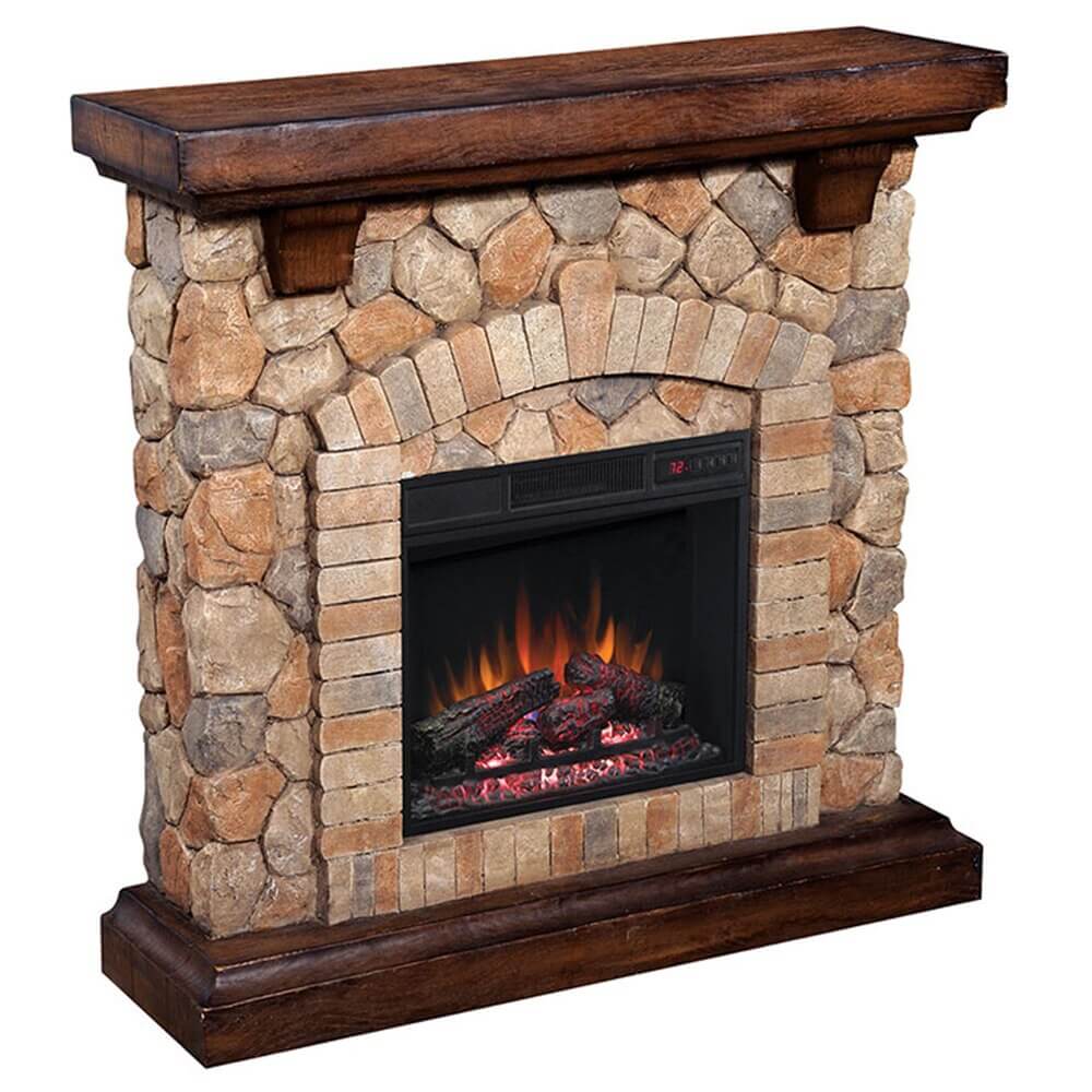 Twin Star Home Tequesta Electric Fireplace Heater, Old World Brown