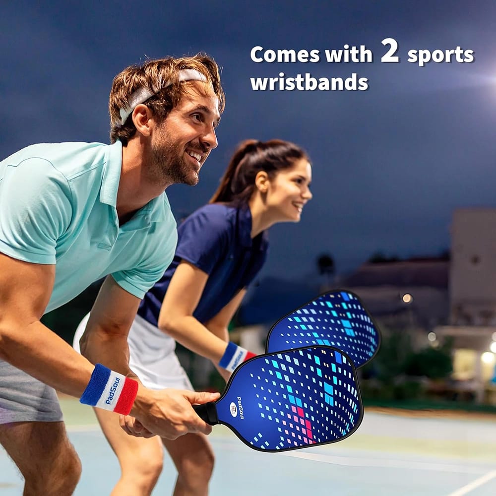 PadSoul Carbon Fiber Pickleball Paddle Set, Blue/Red