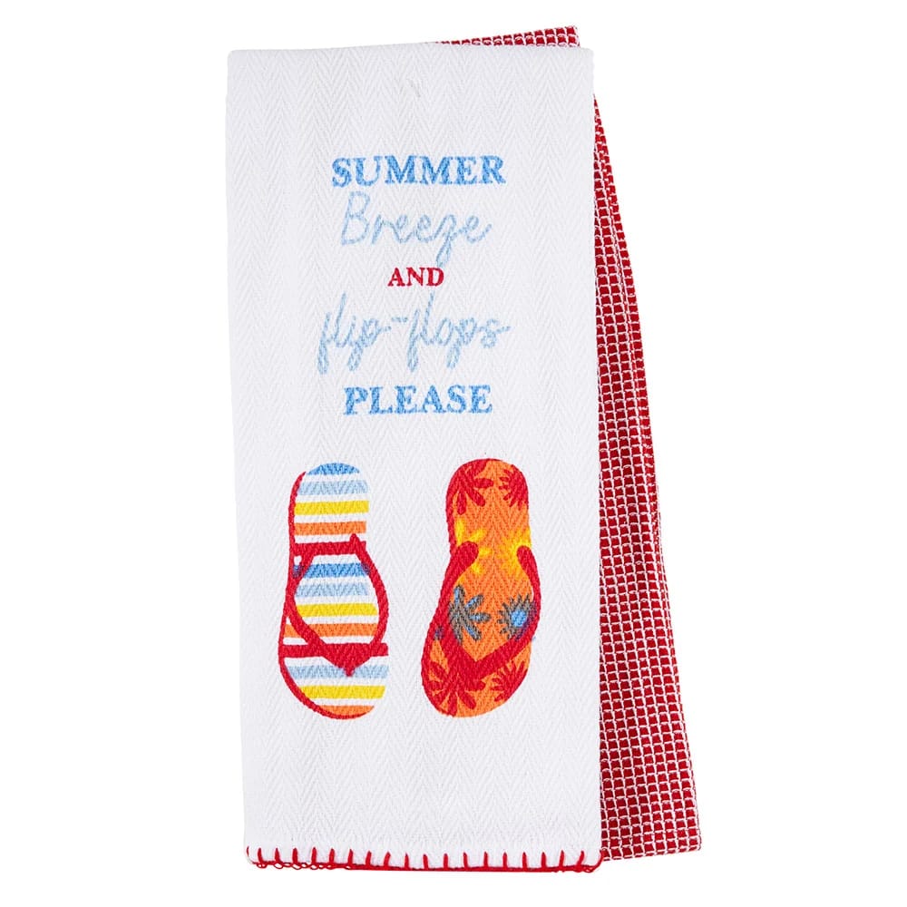 Summer Herringbone Cotton Kitchen Towel Set, 2 Piece