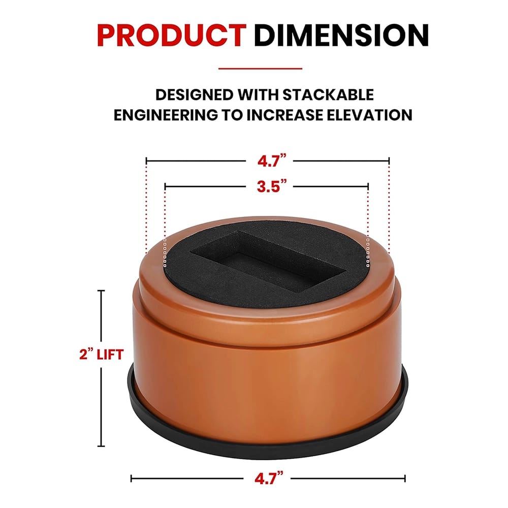 iPrimio 2-Inch Lift Round Bed Risers, Set of 6, Brown
