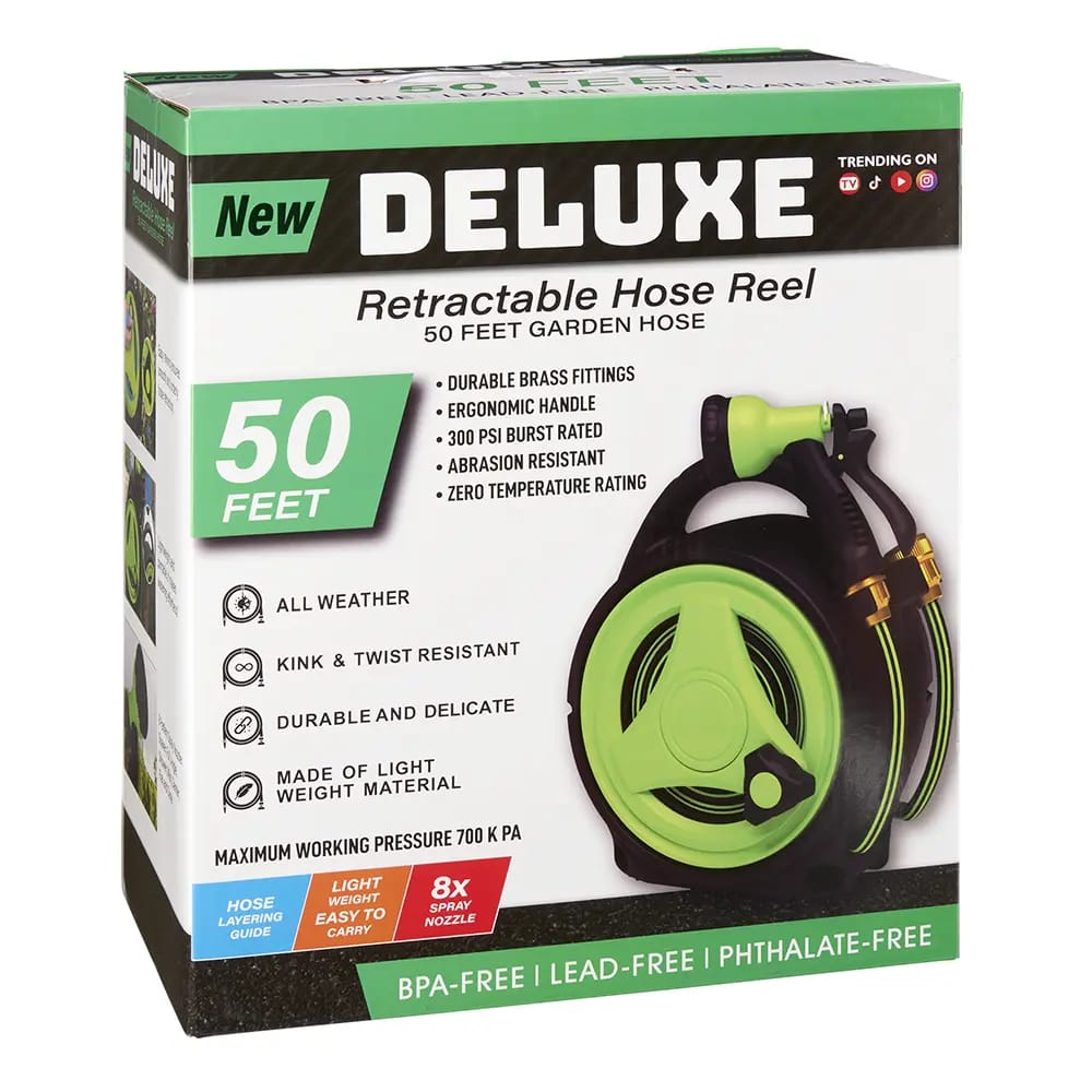 Deluxe Retractable Hose Reel with Mount, 50'