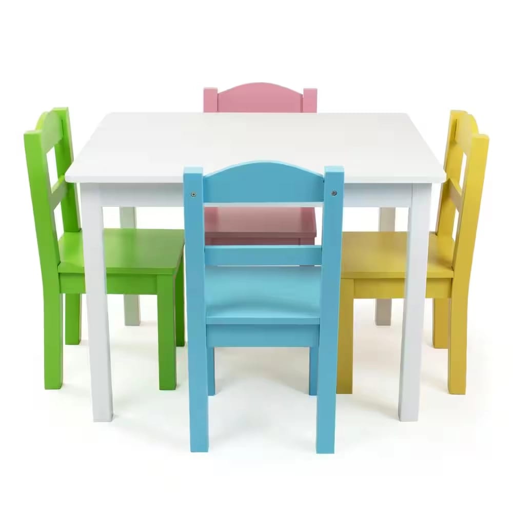 Humble Crew 5-Piece Kids Table and Chair Set, Pastel