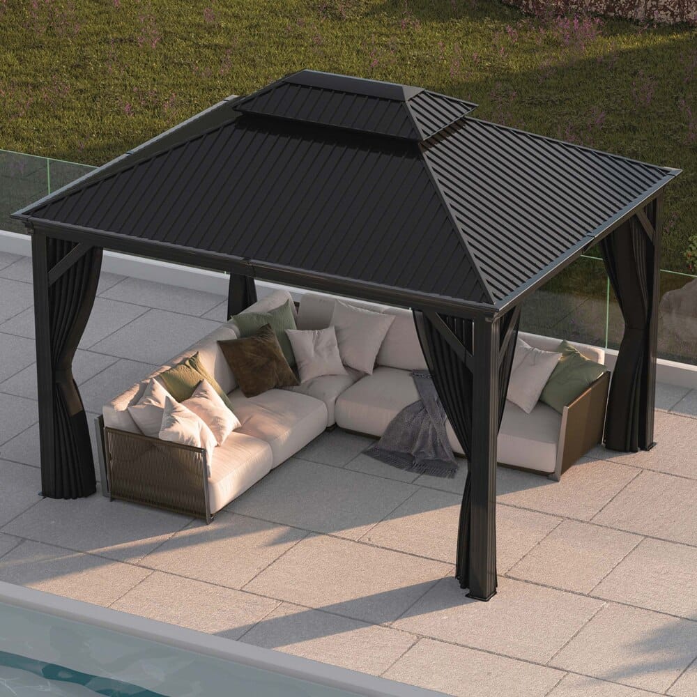 Port-Royal 10' x 12' Hardtop Gazebo with Mosquito Netting