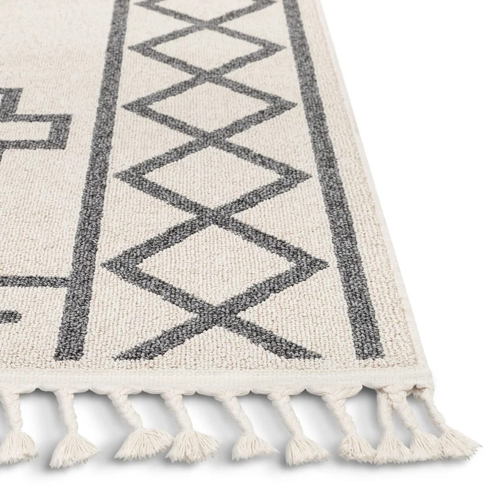 Well Woven 7'10" x 10'6" Loop-De-Loop Mica Southwestern Tribal Geometric Kilim Style Area Rug, Ivory/Gray