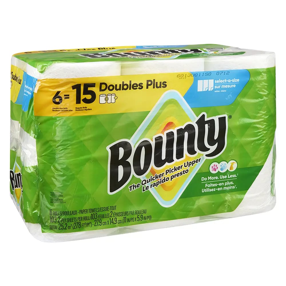 Bounty Double Plus Paper Towel 2-ply, 6=15