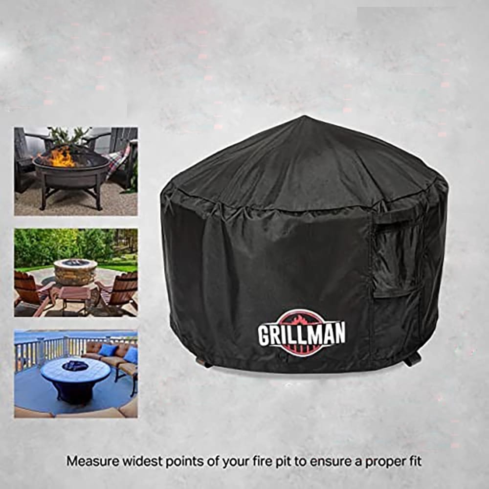 Grillman Round Fire Pit Cover, Fits 32" x 16", Black