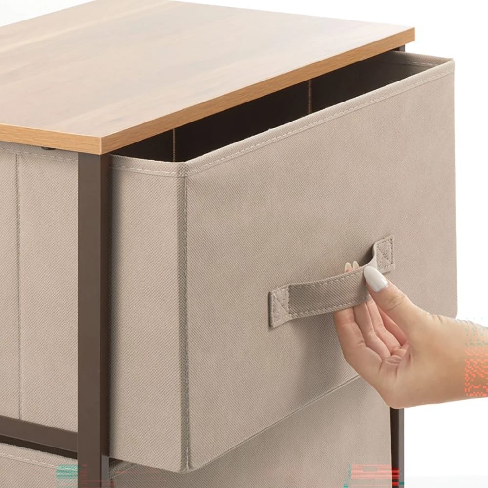 mDesign Small 2 Drawer End/Side Nightstand Table, Coffee/Dark Brown