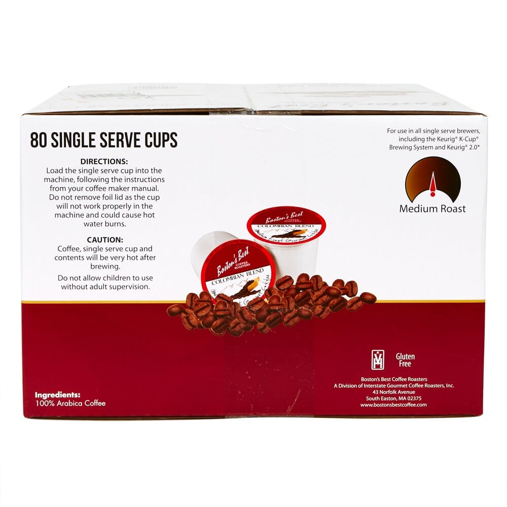 Boston's Best Colombian Blend Gourmet Coffee Cups, 80 Count