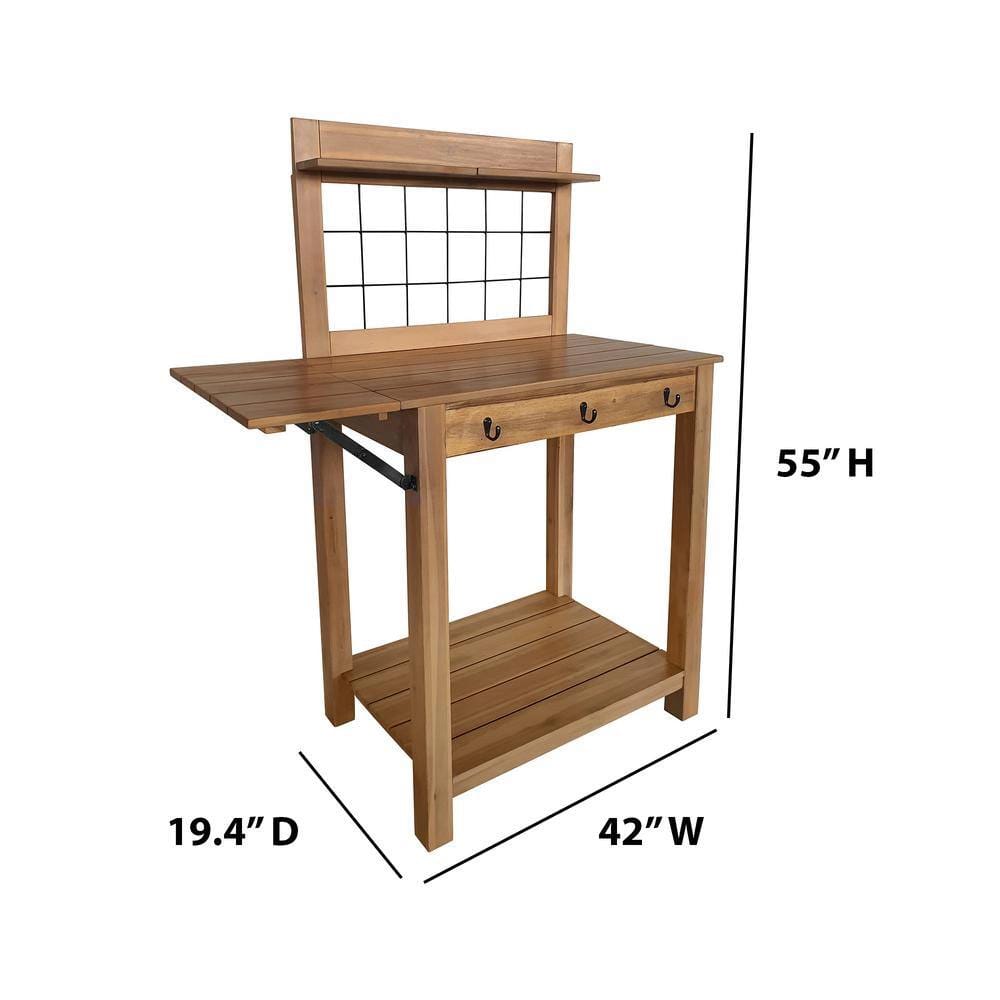 TK Classics Outdoor Acacia Wood Potting Bench
