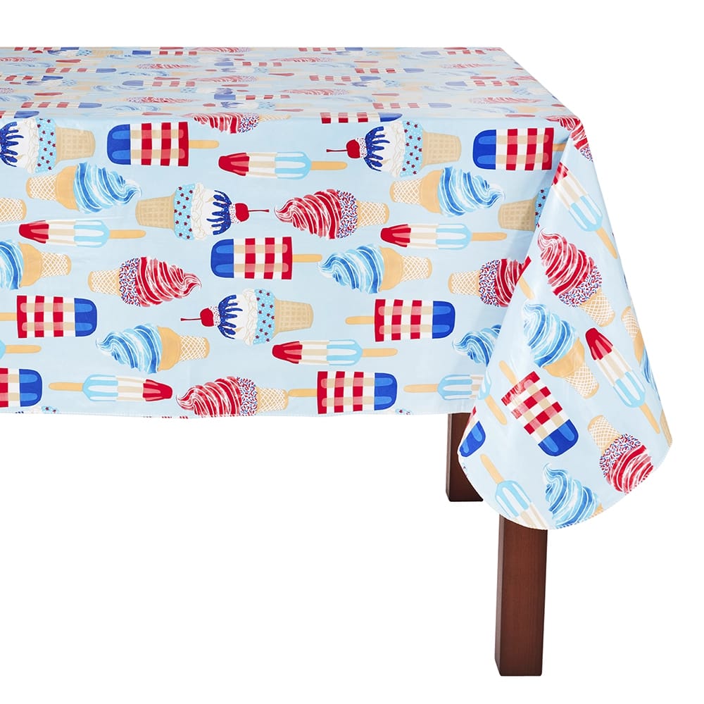 Patriotic Vinyl Tablecloth with Flannel Backing