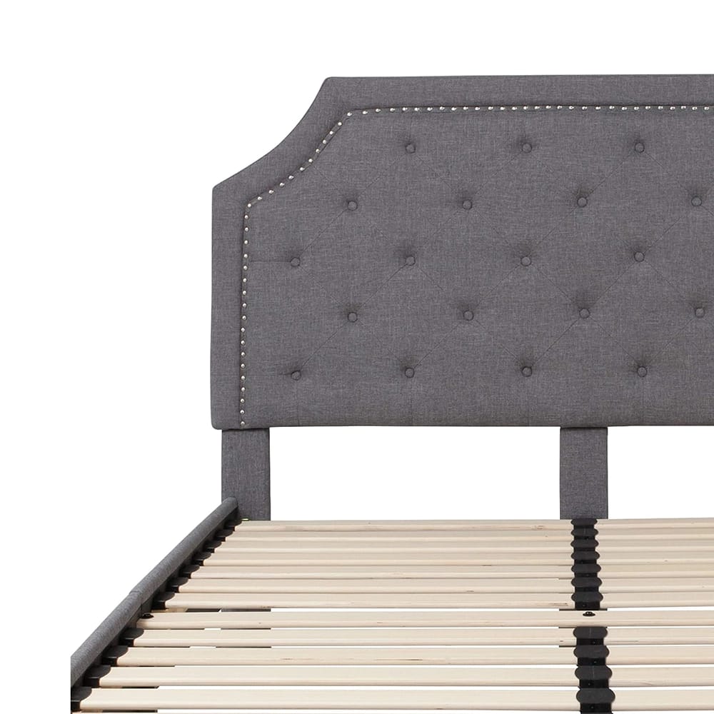 Brighton Tufted Upholstered Platform Bed, Queen, Light Gray