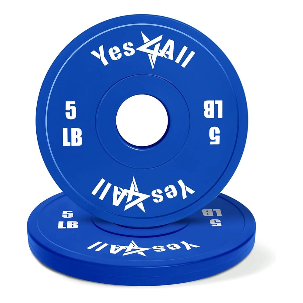 Yes4All Fractional Rubber Weight Plates, Set of 2, Blue, 5 lb