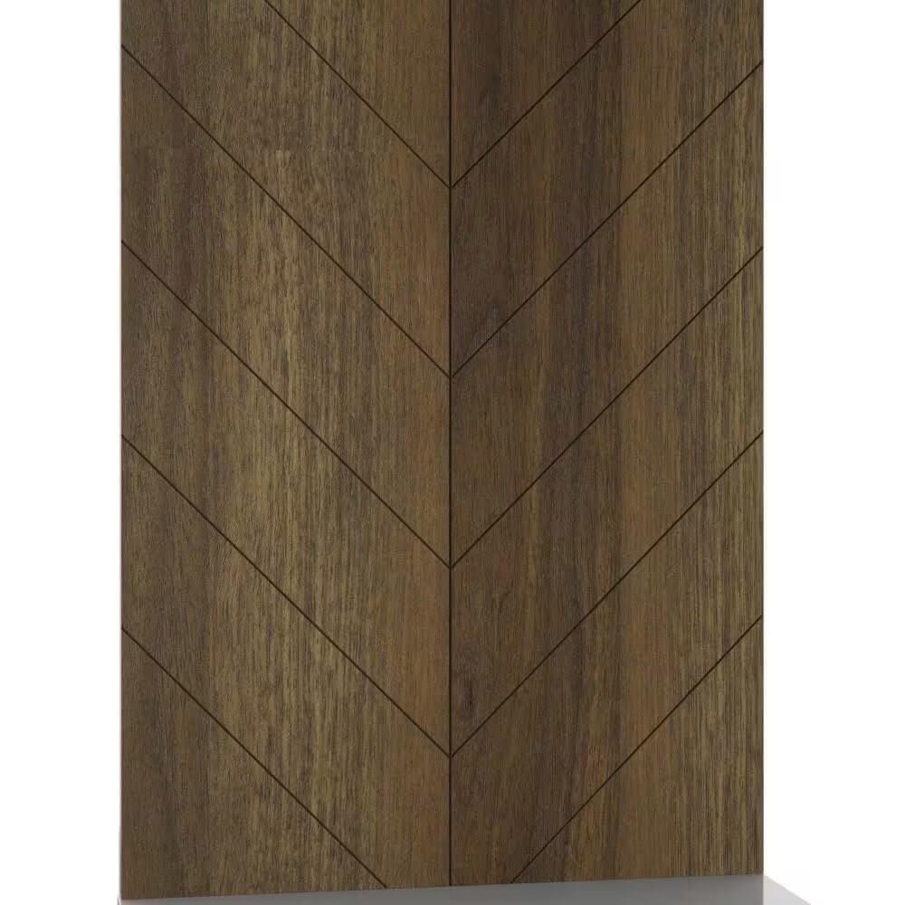 Twin Star Home Chevron Hall Tree with 4 Storage Cubbies, Pure Gray/Plainview Walnut