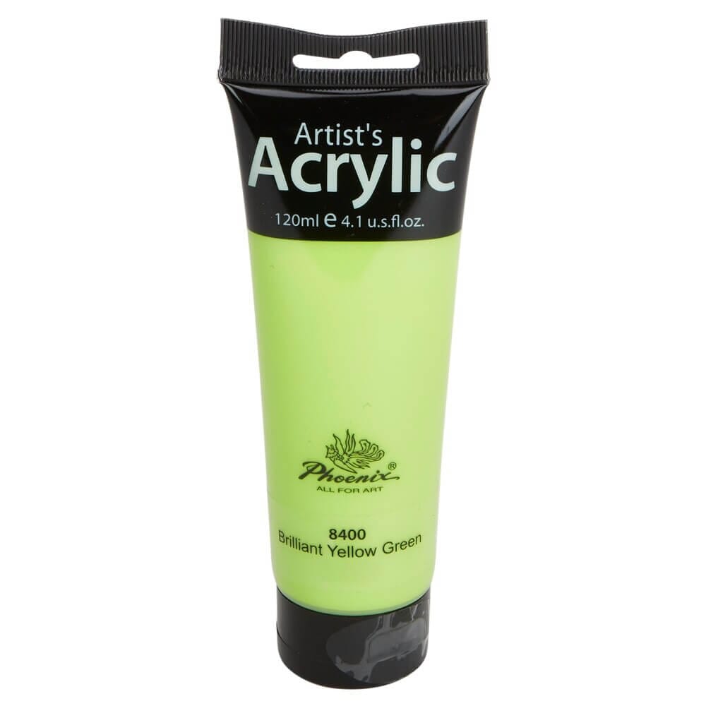 Phoenix Artist's Acrylic Paint, Brilliant Yellow Green, 120 ml