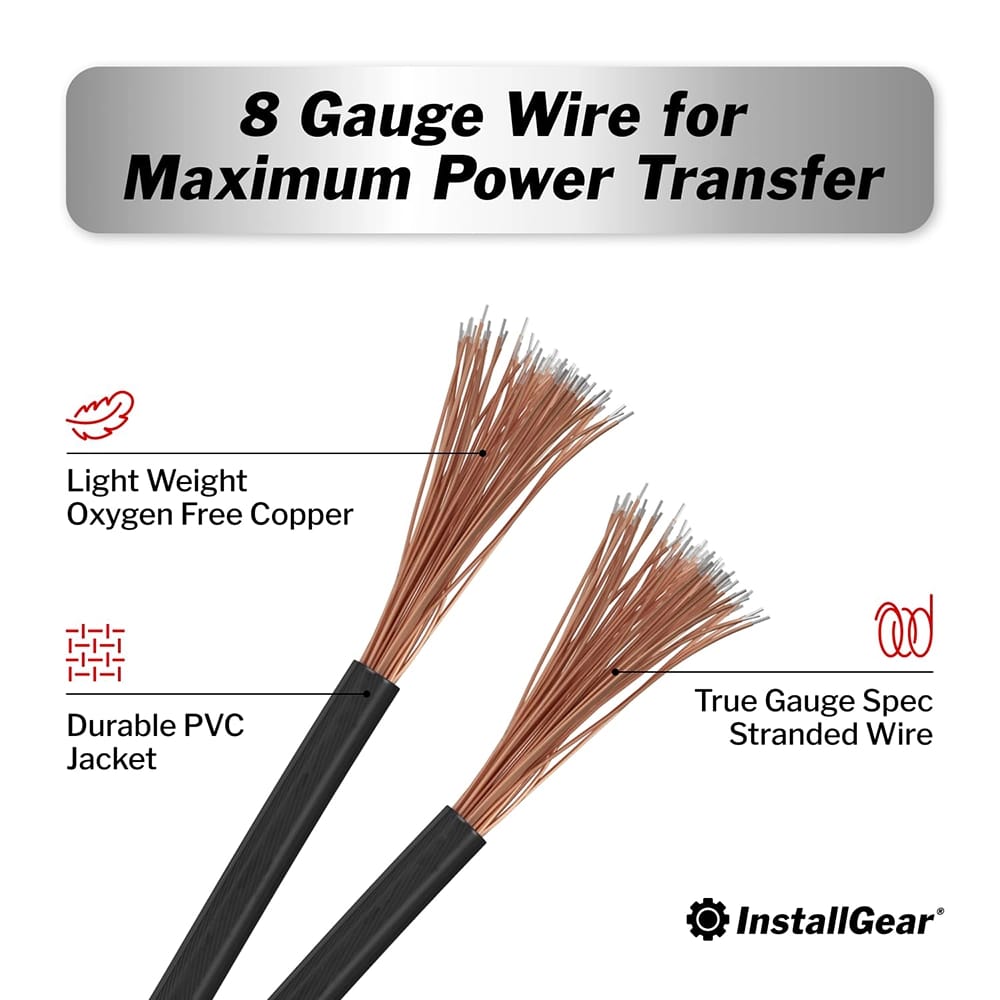 InstallGear 8 Gauge Copper Wire, 25'