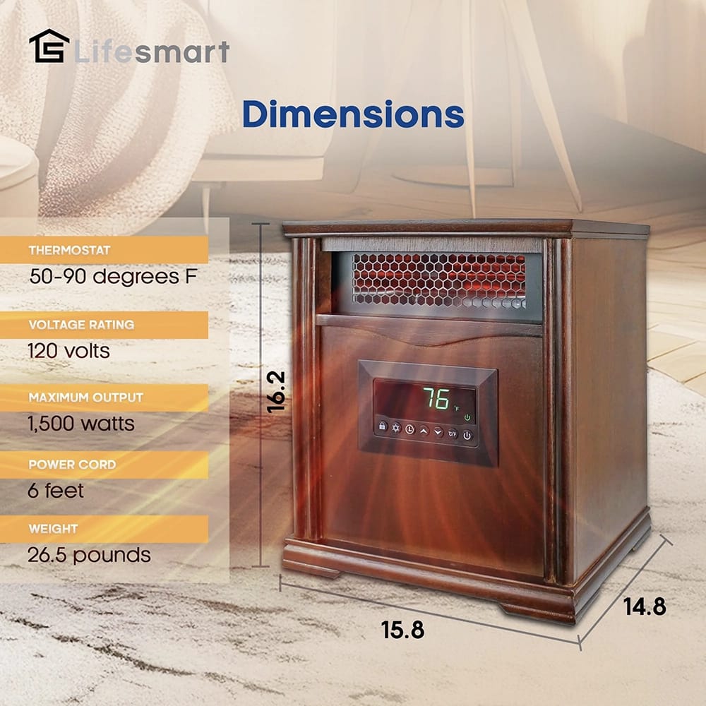 Lifesmart 4 Element Wood Cabinet Infrared Heater