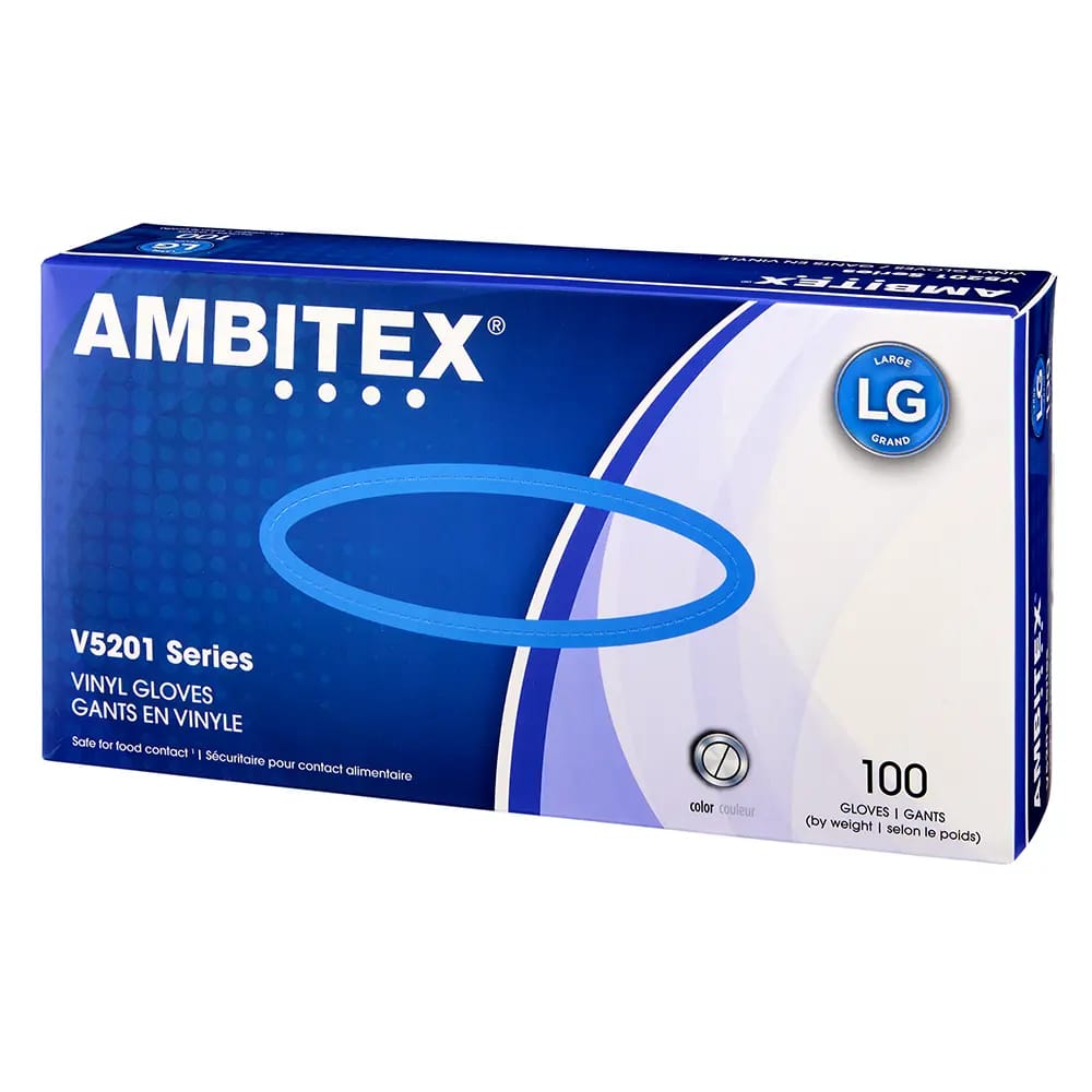 Ambitex Vinyl Gloves Large, 100ct.