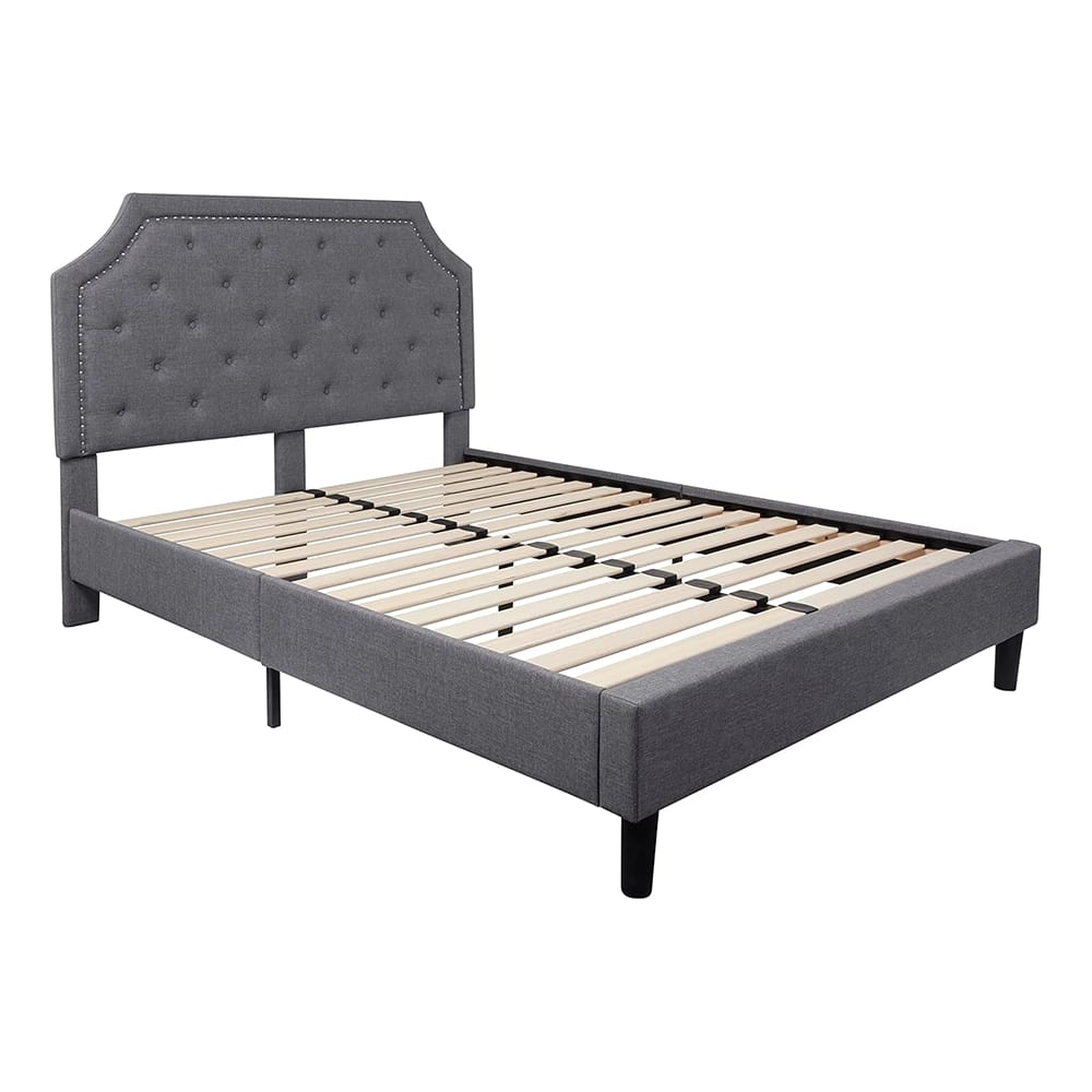 Brighton Tufted Upholstered Platform Bed, Queen, Light Gray