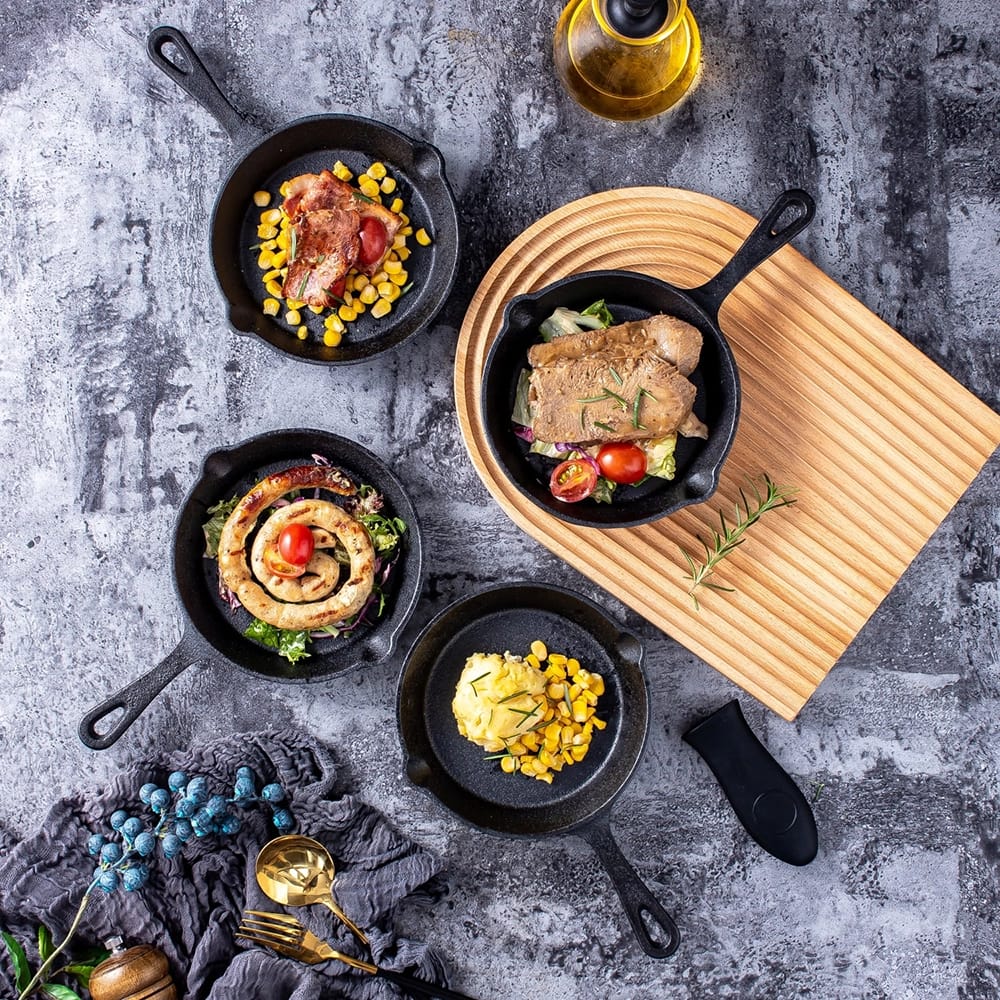 Bruntmor Pre-Seasoned Cast Iron Skillets, Set of 3