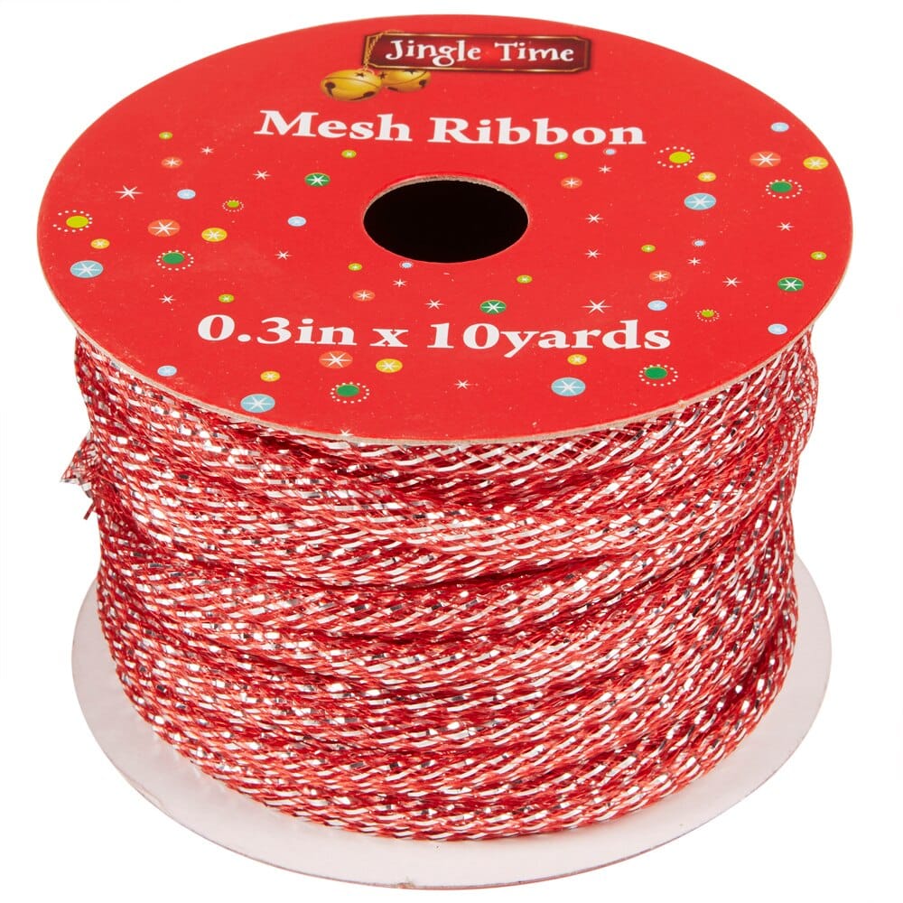 Jingle Time Mesh Christmas Ribbon, 10 yds