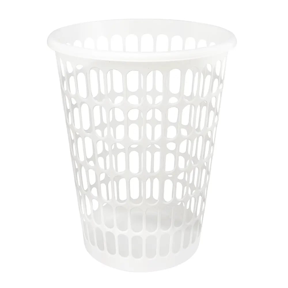 Tall Round White Laundry Basket, 21"