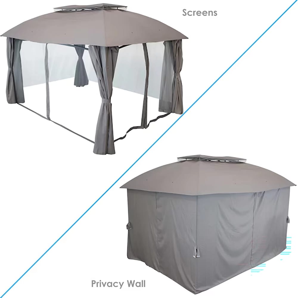 Sunnydaze 10' x 13' Soft Top Patio Gazebo with Screens and Privacy Walls, Gray