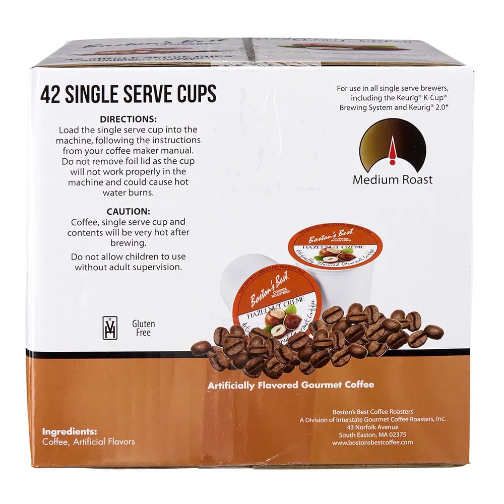 Boston's Best Hazelnut Creme Coffee Roasters, 42 ct