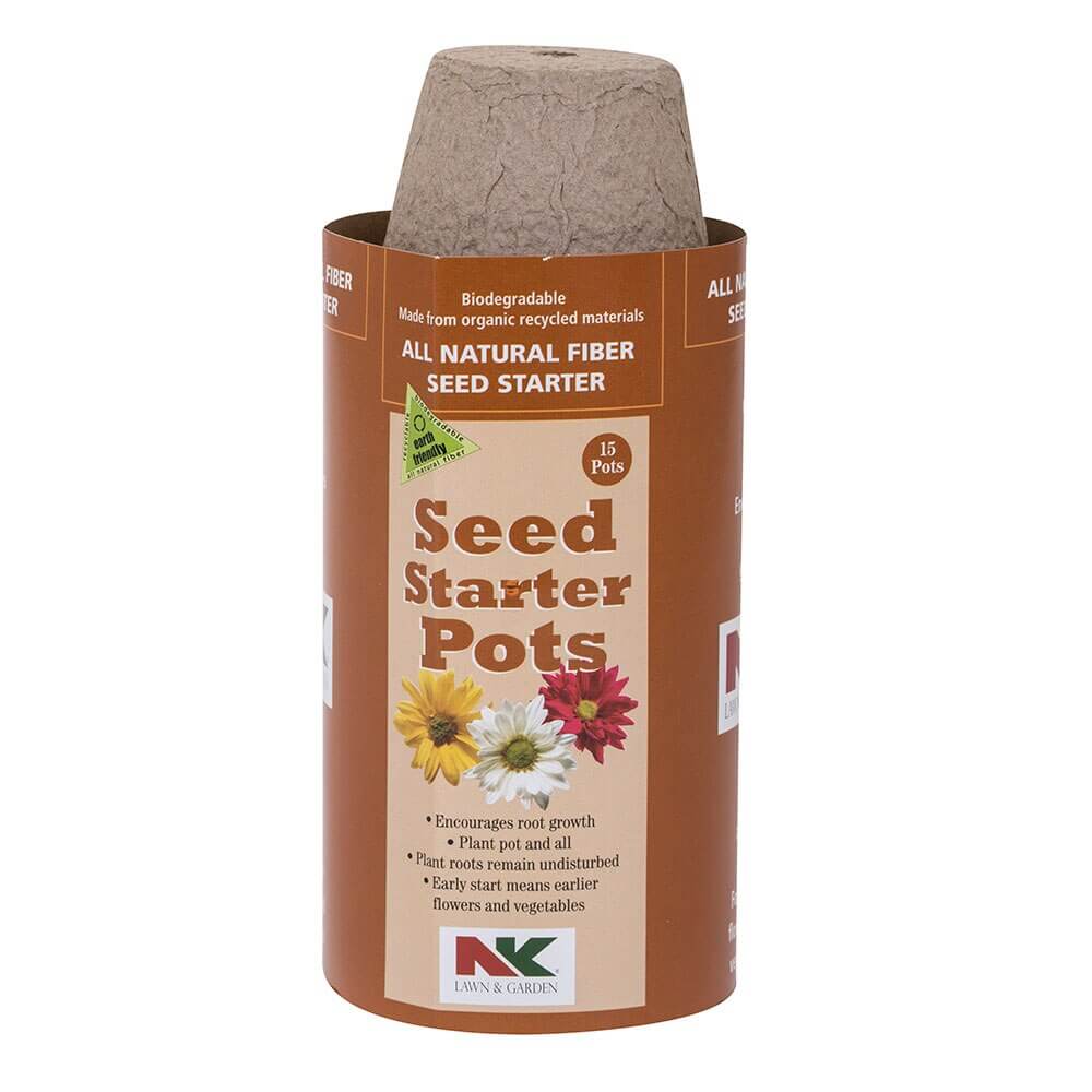 NK Lawn & Garden All Natural Fiber 3" Round Seed Starter Pots, 15 Pots