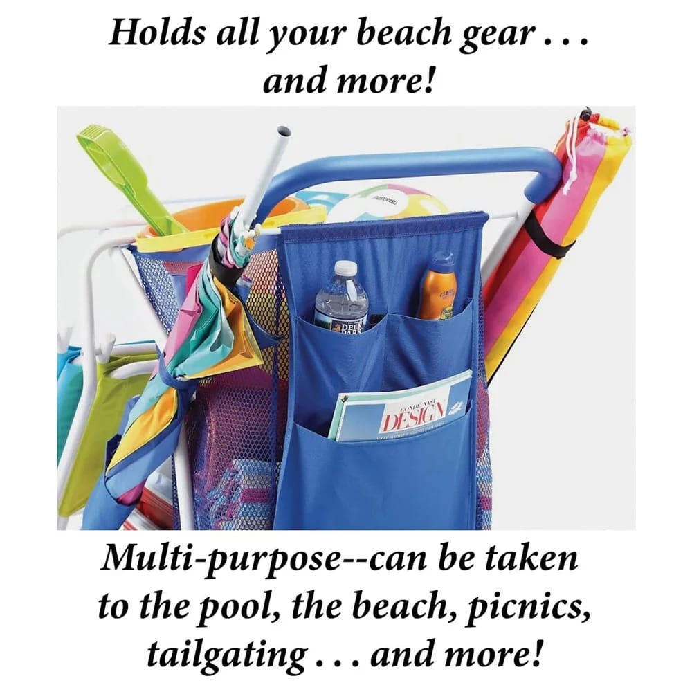 Folding Multi-Purpose Deluxe Beach Cart, Blue