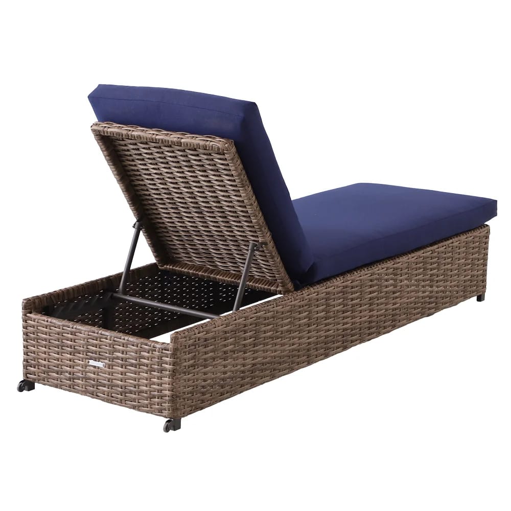 Hampton Bay Fernlake Resin Wicker Lounge Chair, Brown/Navy