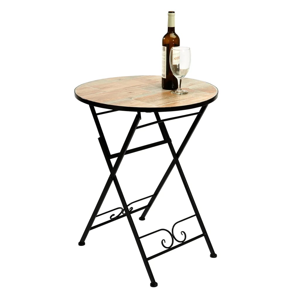 Wood-Look Tile-Top Bistro Table