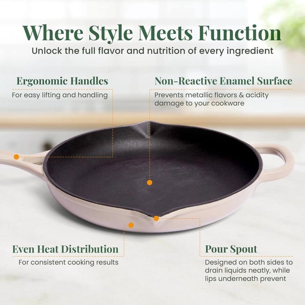 Larder & Vine 10" Enameled Cast Iron Skillet, Stone