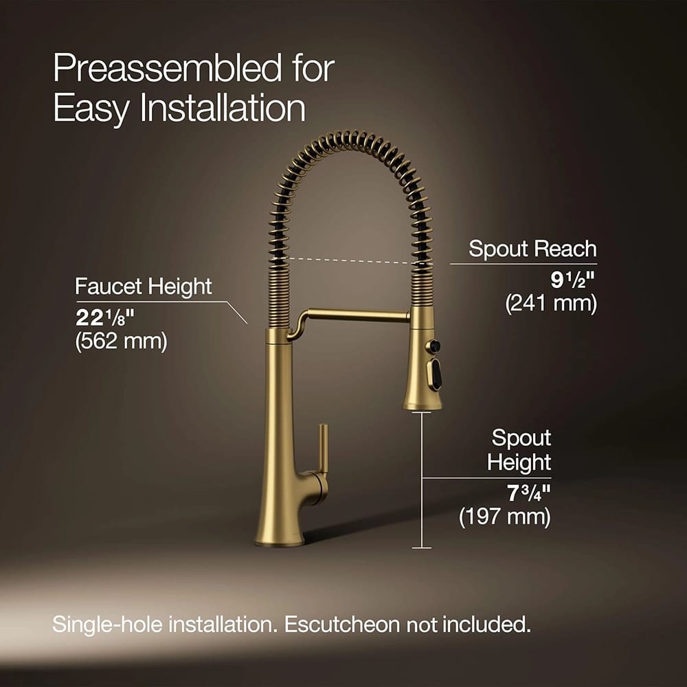KOHLER Pull-Down Kitchen Sink Faucet, Brass