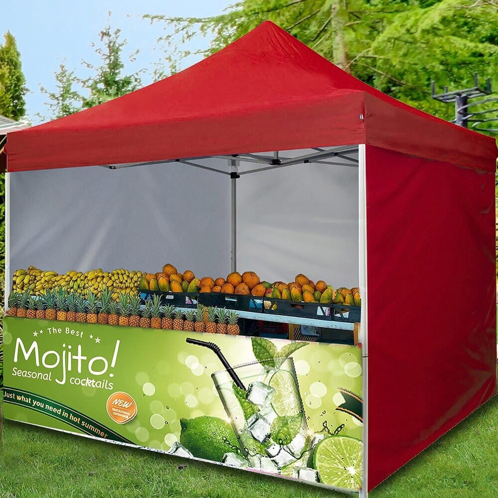 10' x 10' Pop-Up Canopy Tent with 5 Sidewalls, Red