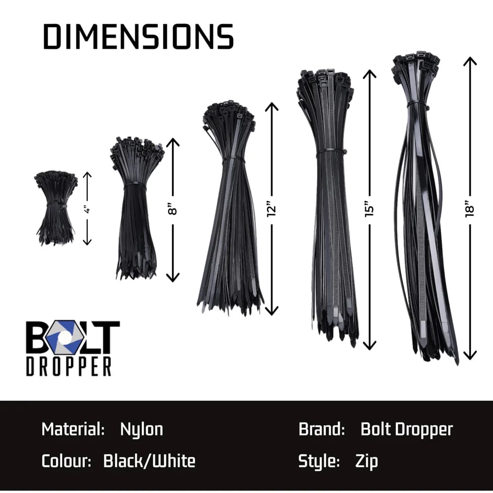 Bolt Dropper 1200-Piece Zip Tie Kit