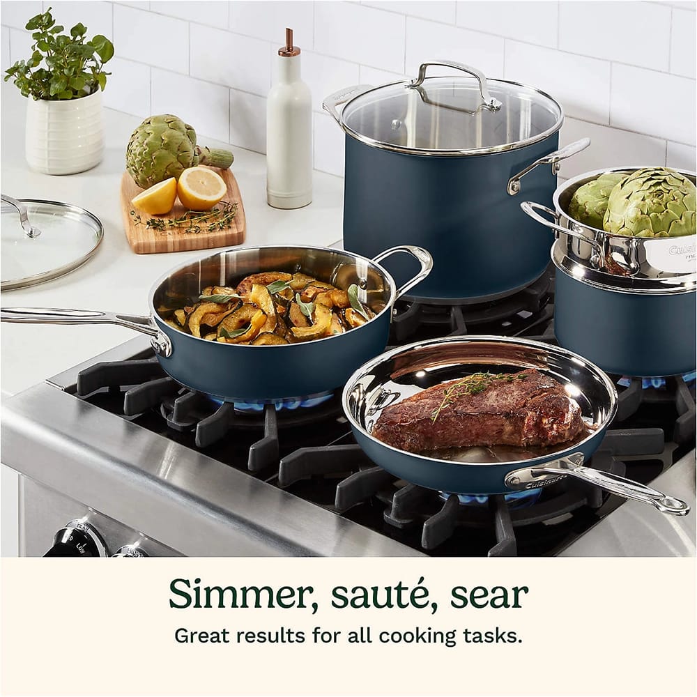 Cuisinart 11-Piece Stainless Steel Cookware Set, Celestial Blue