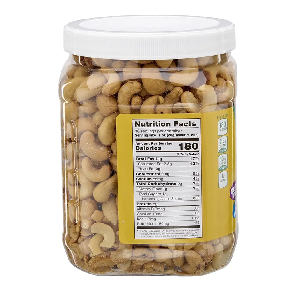 Star Snacks Whole Cashews, Roasted & Salted, 30 oz