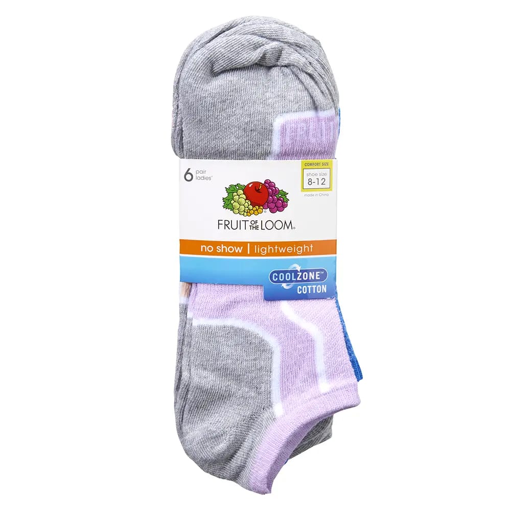 Fruit of the Loom Lightweight No Show Socks, 6pk.