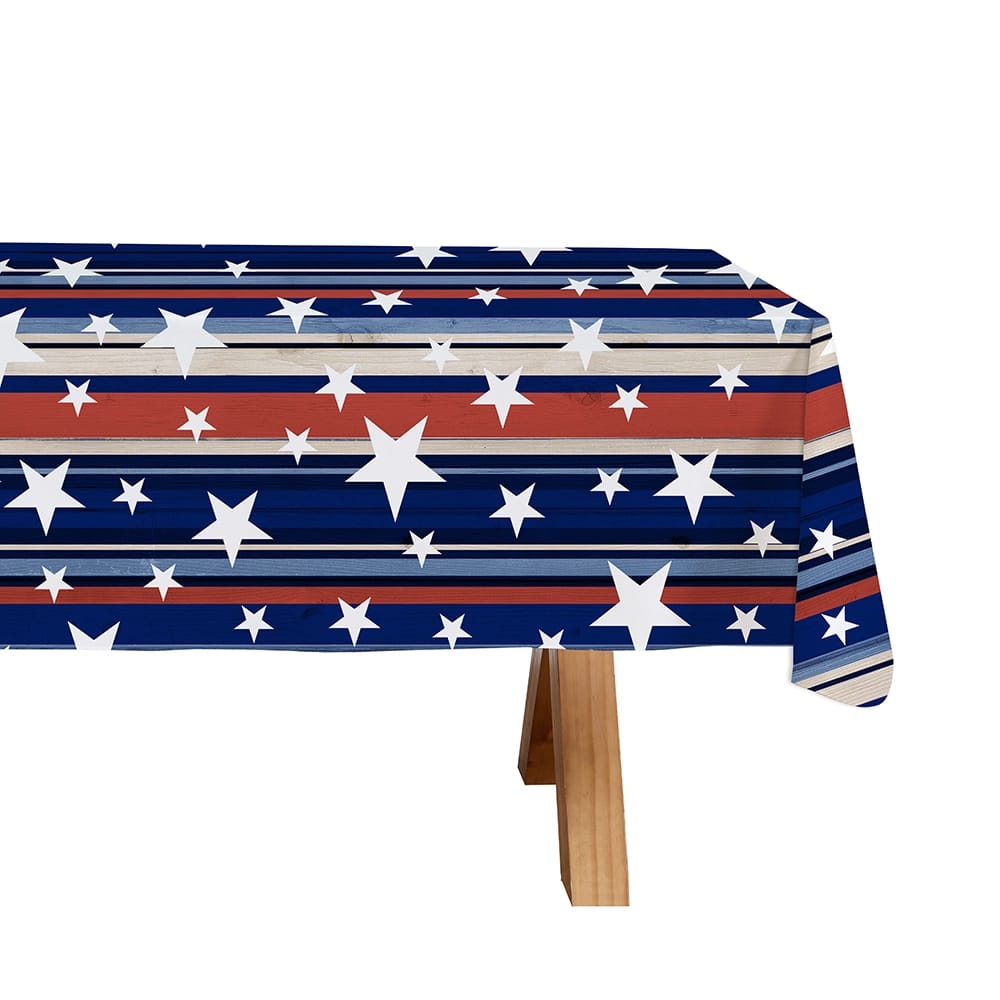 Patriotic Vinyl Tablecloth with Flannel Backing