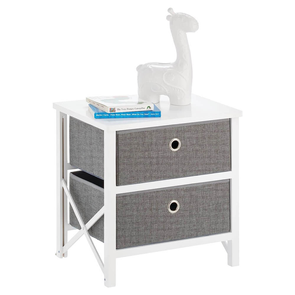 mDesign 2-Drawer Foldable Dresser, White/Gray