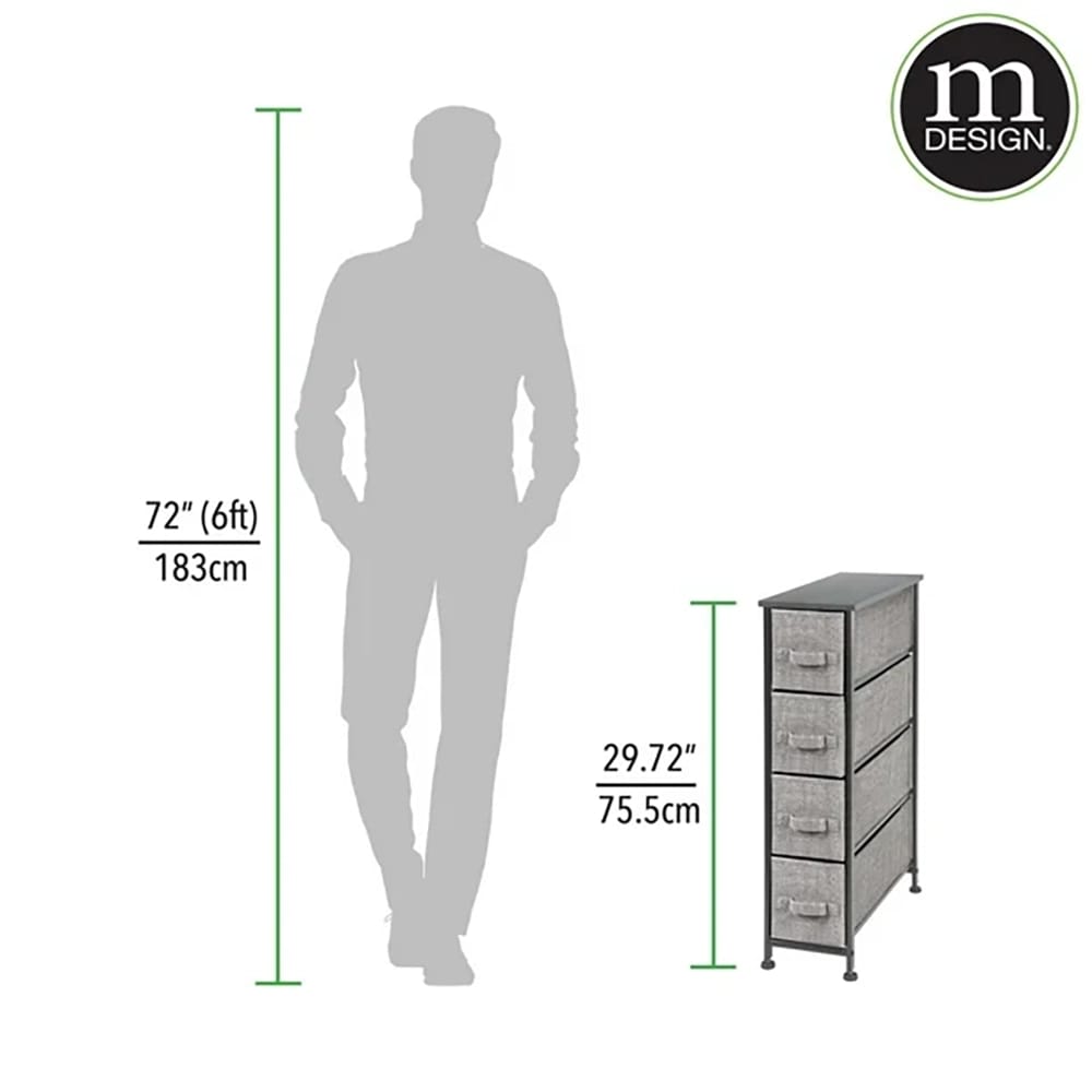 mDesign 4-Drawer Fabric Storage Tower, Black/Graphite