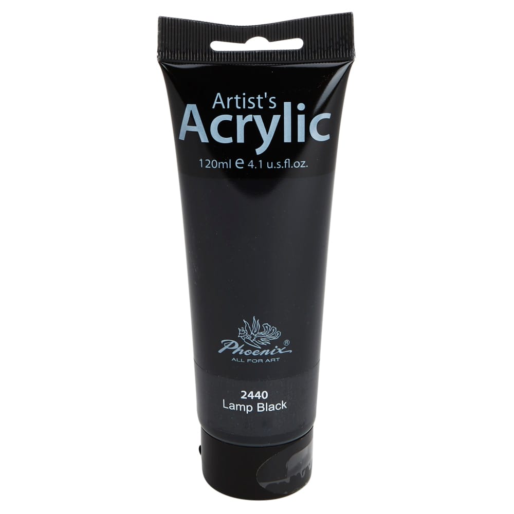 Phoenix Artist's Acrylic Paint, Lamp Black, 120ml