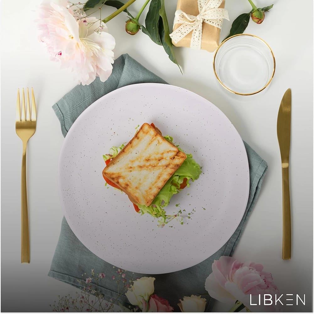 LIBKEN Plates and Bowls Set, White, Set of 12