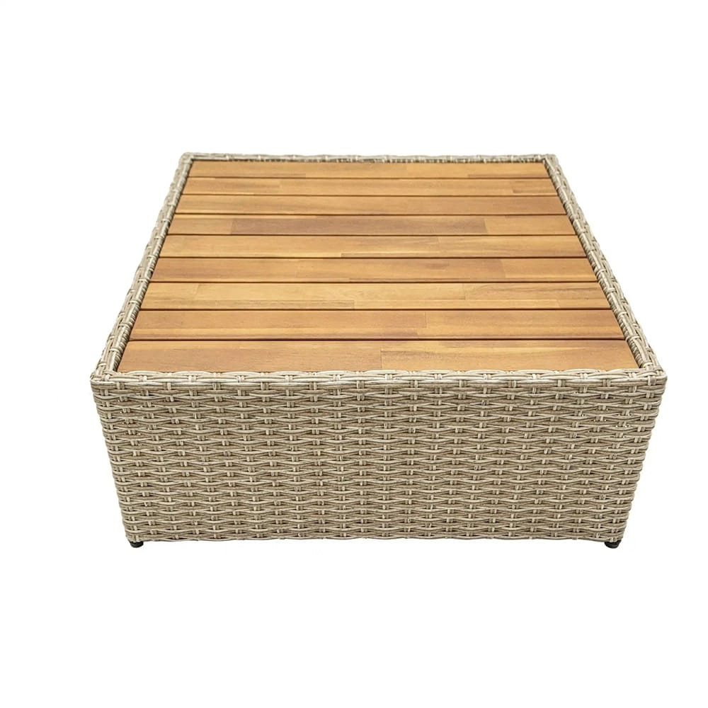 Deko Living Outdoor Wicker Patio Sofa with Canopy and Ottoman Set, Beige